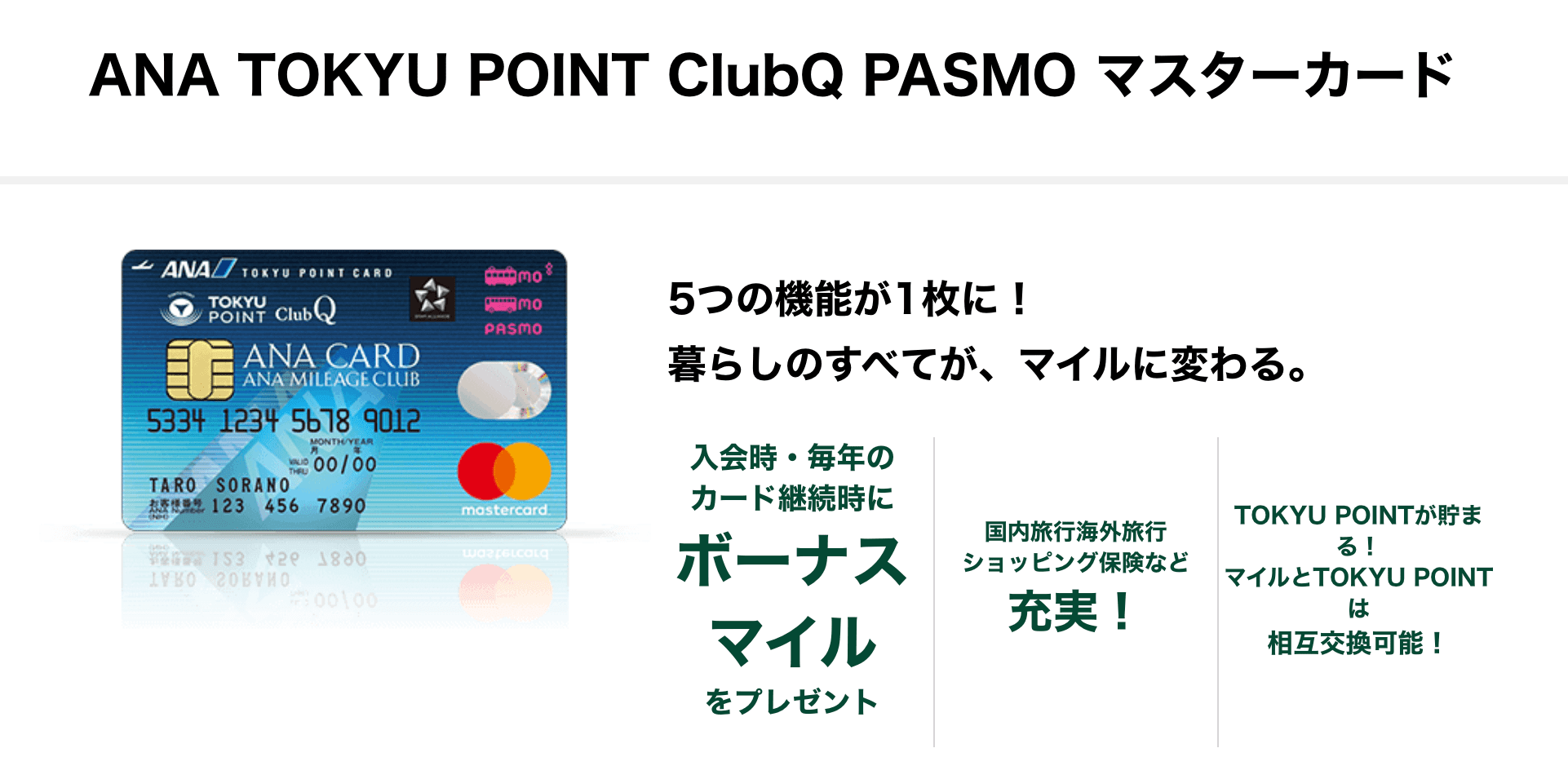 NA TOKYU POINT ClubQ PASMO マスターカード