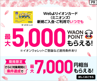 ポイントが一番高いイオンカード（ミニオンズ）カード発行+合計5,000円以上の利用