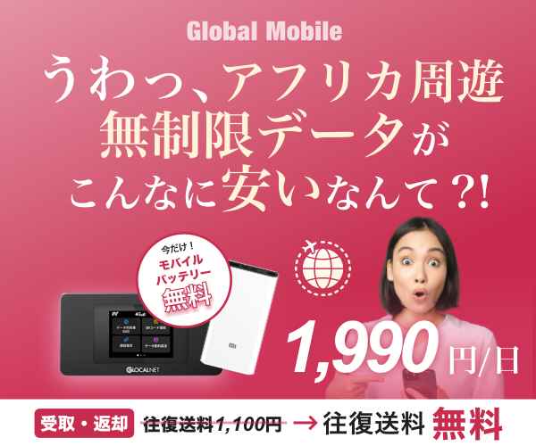 ポイントが一番高いアフリカデータ（アフリカ周遊レンタルWiFiルーター）Global Mobile