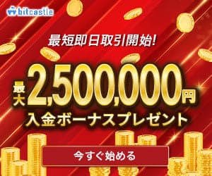 ポイントが一番高いbitcastle（ビットキャッスル）1万円以上の入金+5lot以上の取引